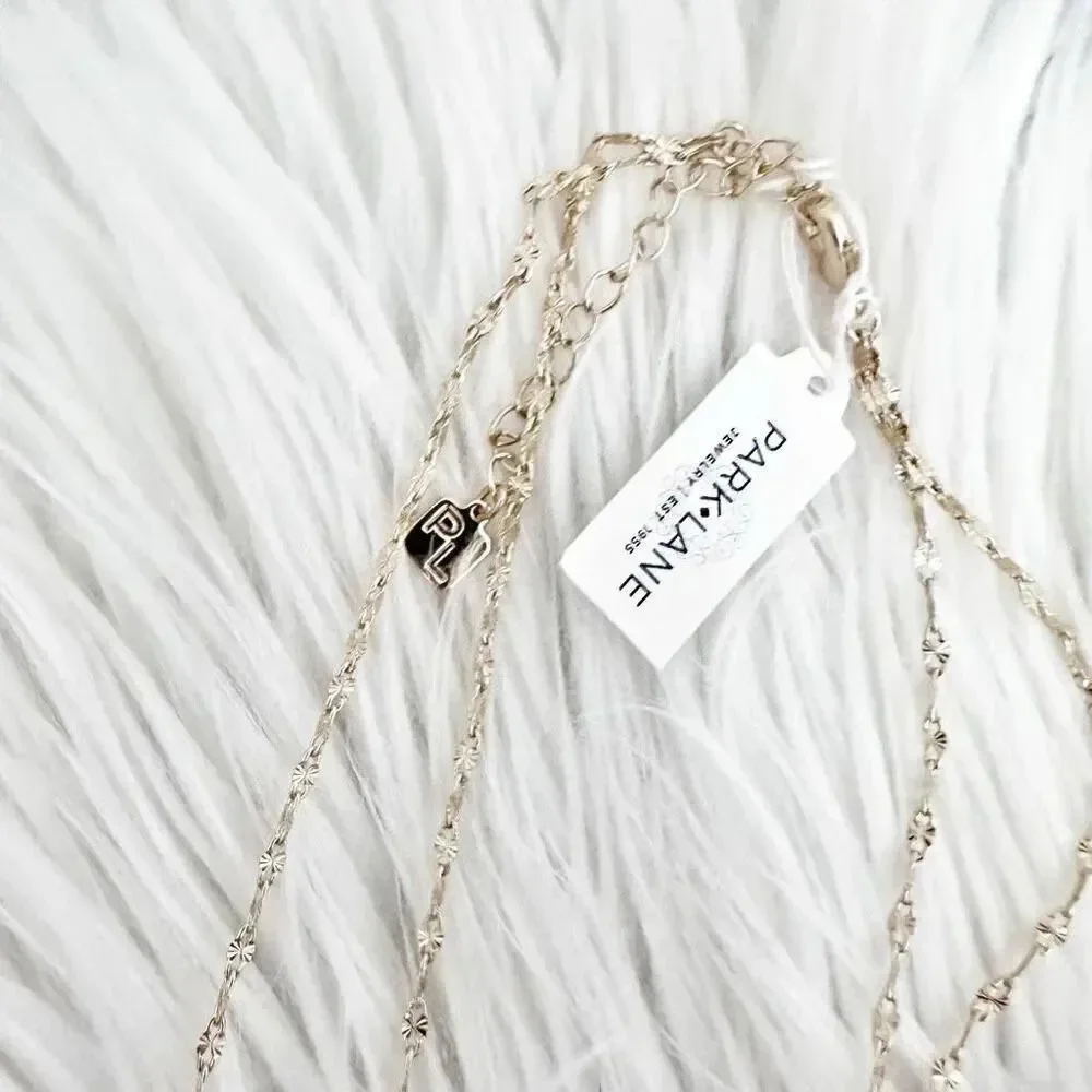 PARK LANE | Whisper Necklace Gold‎ Tone Lariat Doubke Chain Layered Dainty